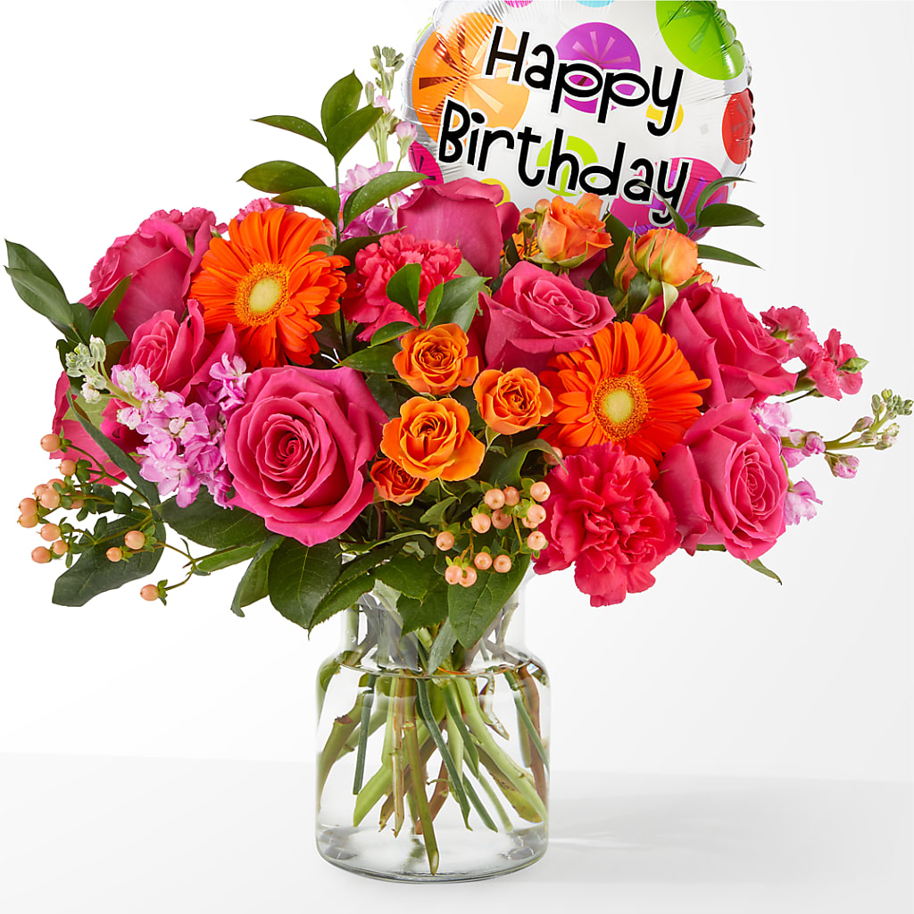 Fiesta Bouquet with Birthday Balloon – Southern Utah Floral, Washington UT