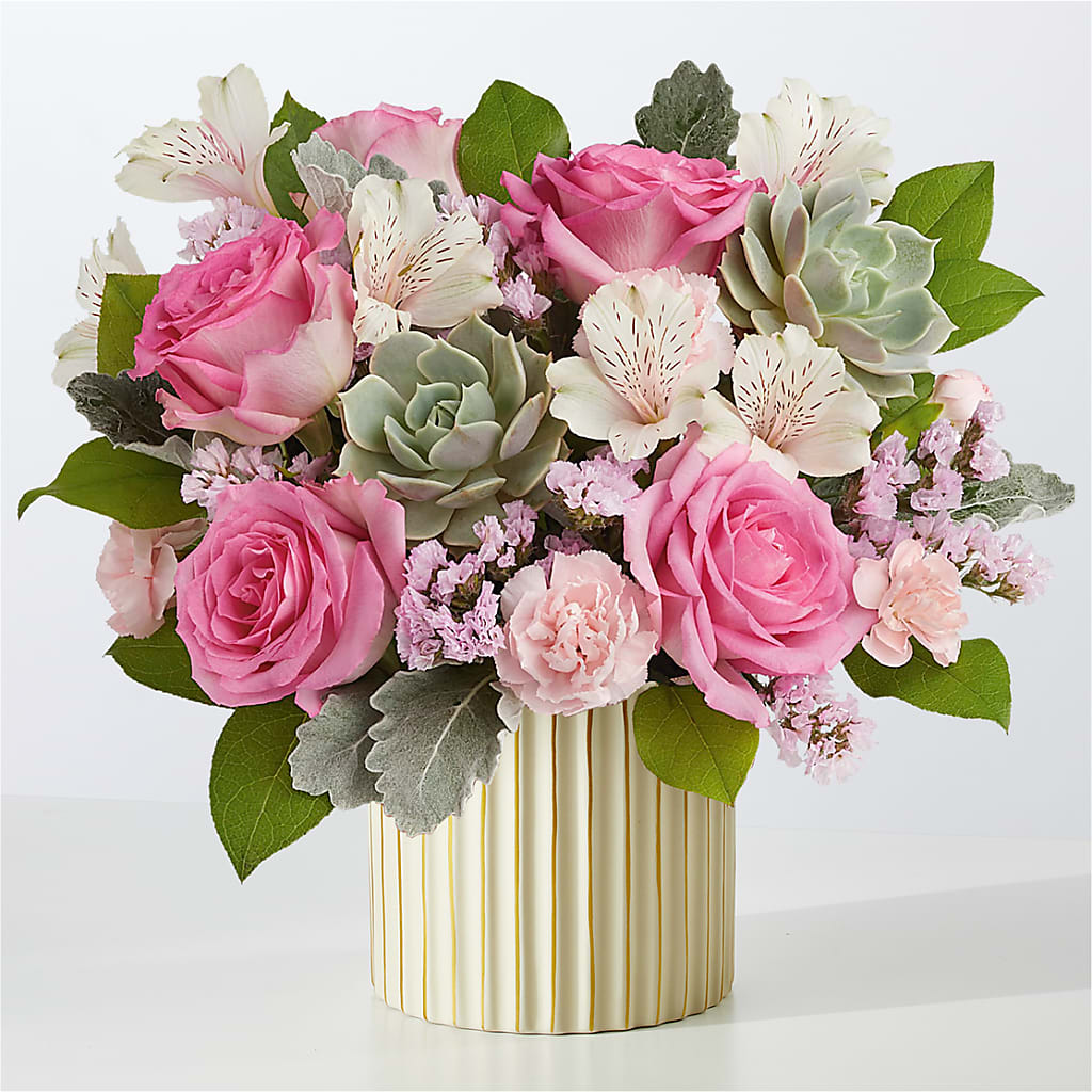 Dusty Rose Bouquet with Ivory Vase – Southern Utah Floral, Washington UT