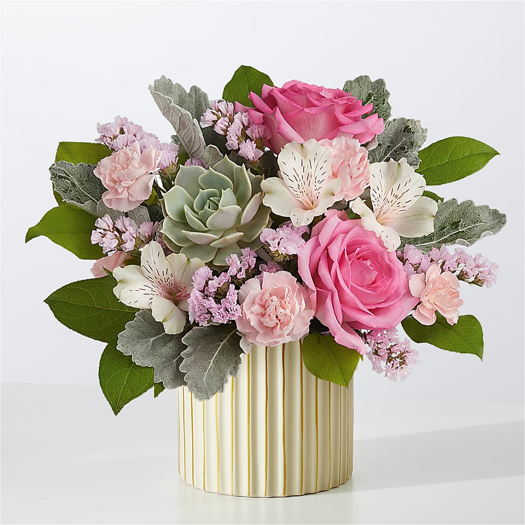 Dusty Rose Bouquet with Ivory Vase – Southern Utah Floral, Washington UT