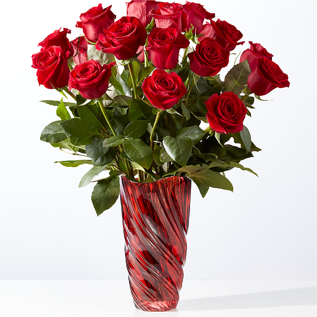 Classic Love Red Rose Bouquet with Luxe Swirl Vase – Southern Utah Floral, Washington UT