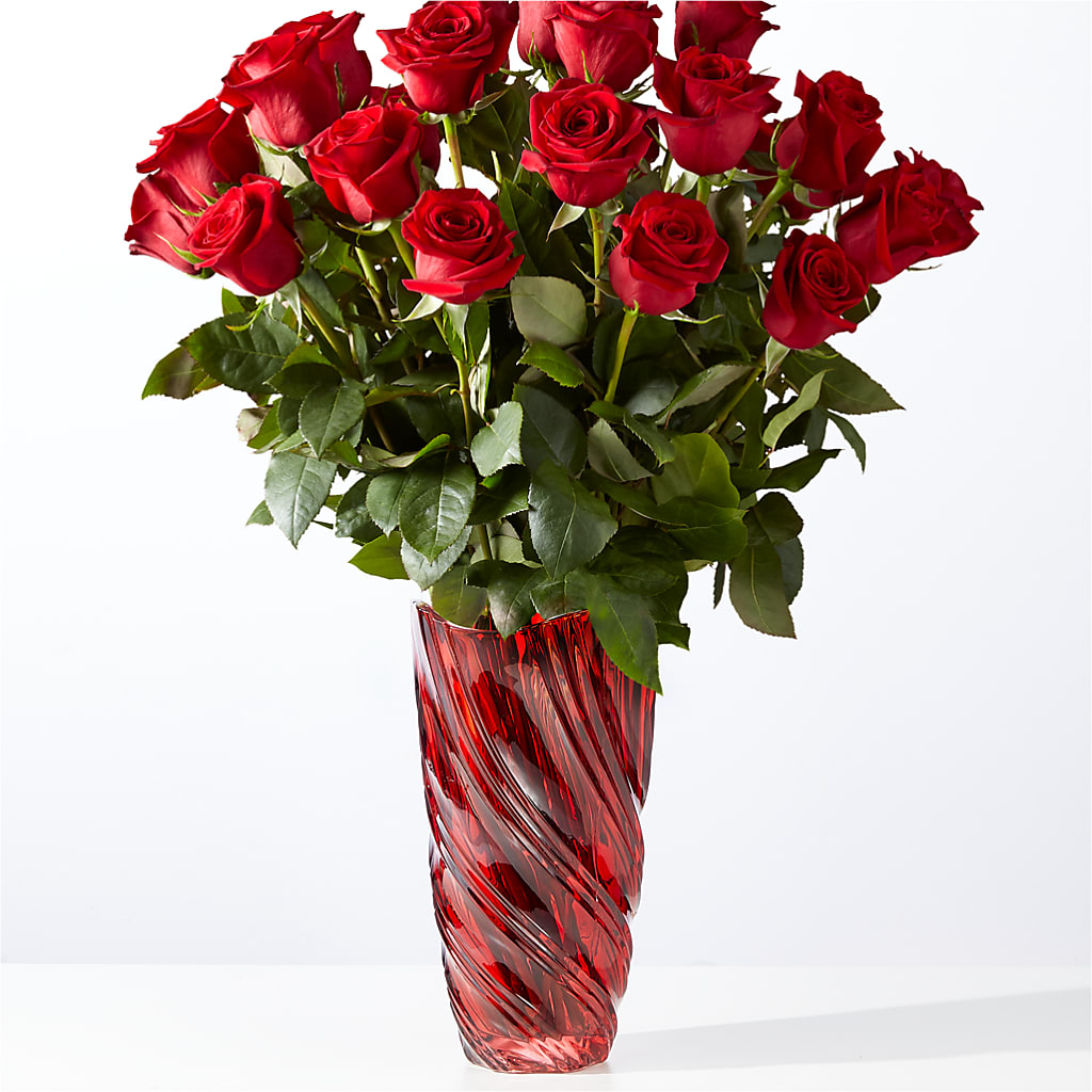 Classic Love Red Rose Bouquet with Luxe Swirl Vase – Southern Utah Floral, Washington UT